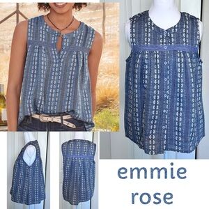 Linen Cotton Blend Chambray Sleeveless Top Sz Small